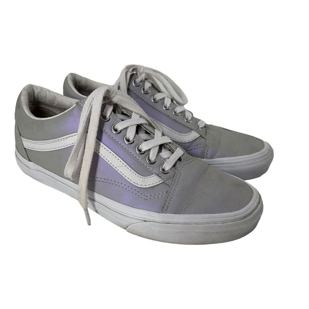 VANS Old Skool Sneakers Iridescent Low Top Womens Size 8.5 Purple Gray Lace Up